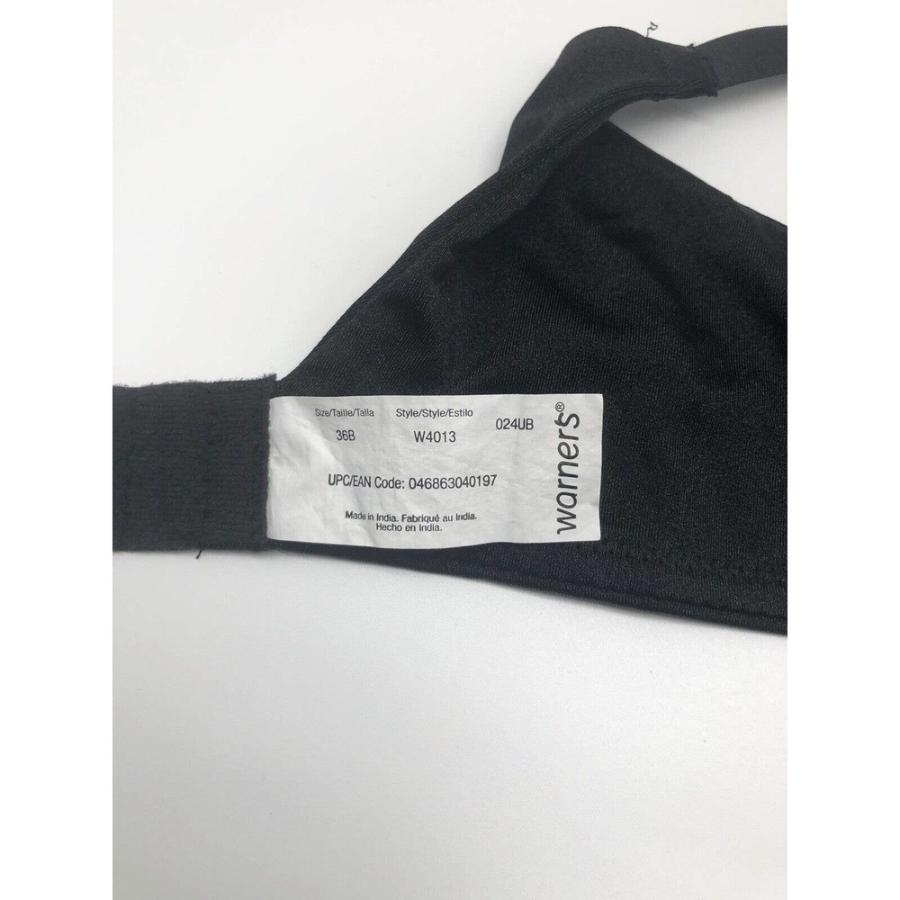 Warners Bra Blissful Benefits 36B Wire-Free Lift Back Soothing W4013 Black B2 - Picture 8 of 9